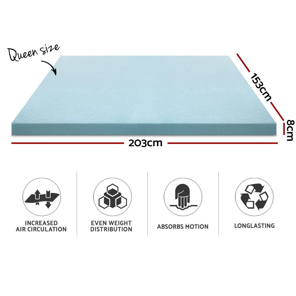 Queen Giselle Bedding Memory Foam Mattress Topper Cool Gel 8cm