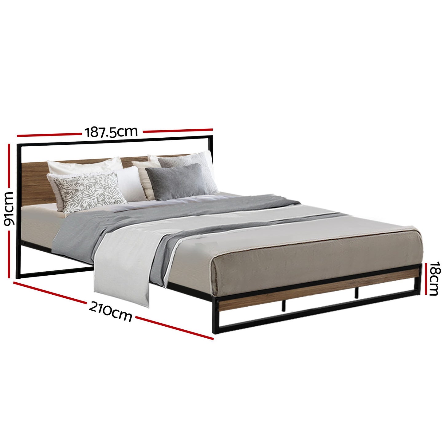 Florence Metal Bed Frame Base Platform - Black King