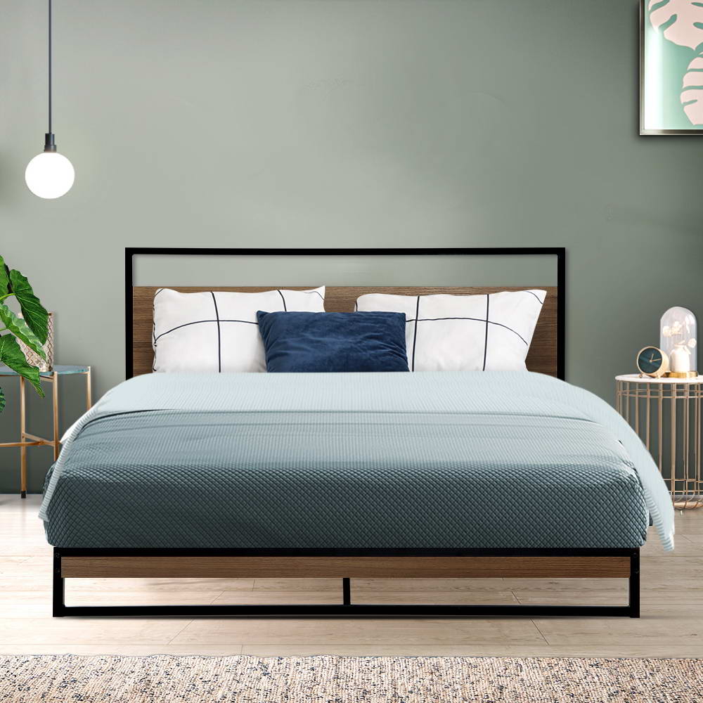 Florence Metal Bed Frame Base Platform Black - Queen