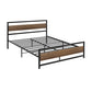 Havana Metal Bed Frame Wooden Headboard no Drawers - Black Double