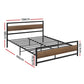 Havana Metal Bed Frame Wooden Headboard no Drawers - Black Double