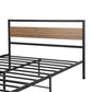 Havana Metal Bed Frame Wooden Headboard no Drawers - Black Double