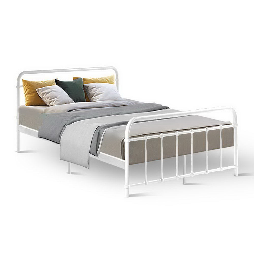 Kyoto White Metal Bed Frame - Double