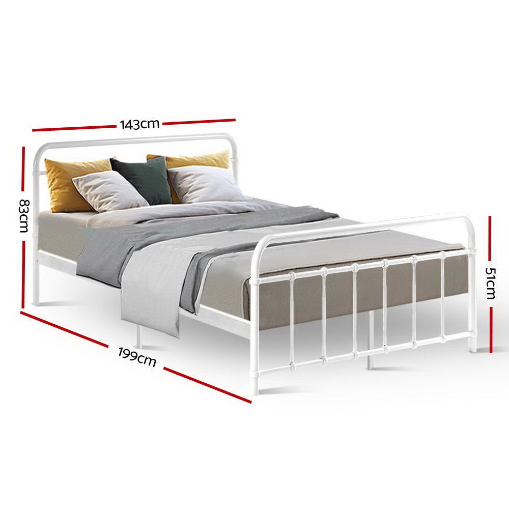 Kyoto White Metal Bed Frame - Double