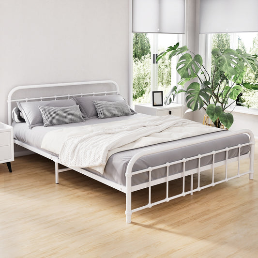 Kyoto White Metal Bed Frame - Queen