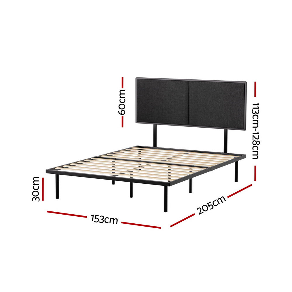 Sevie Bed Frame Metal Frame - Black Queen