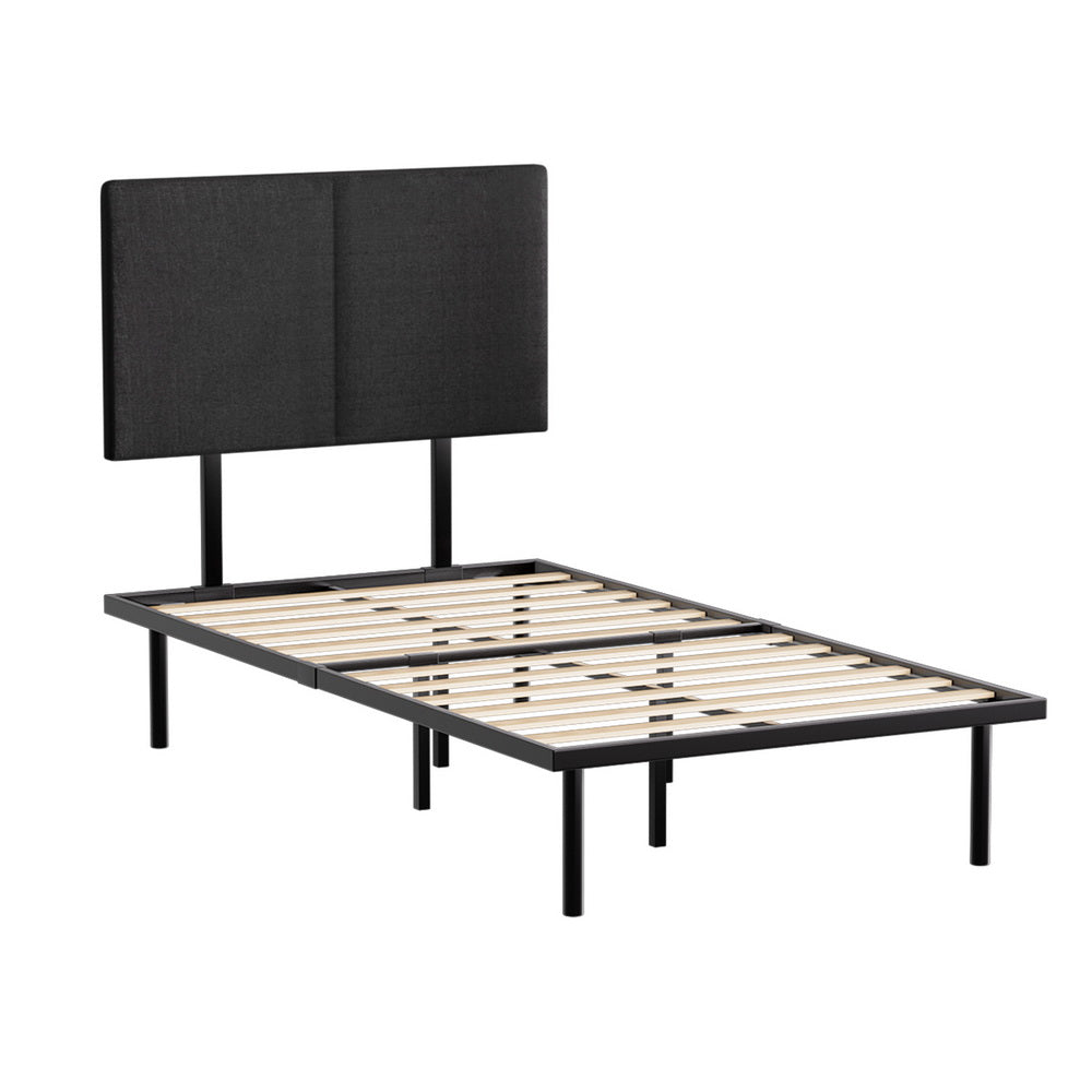 Norie Bed Frame Metal Frame - Black King Single