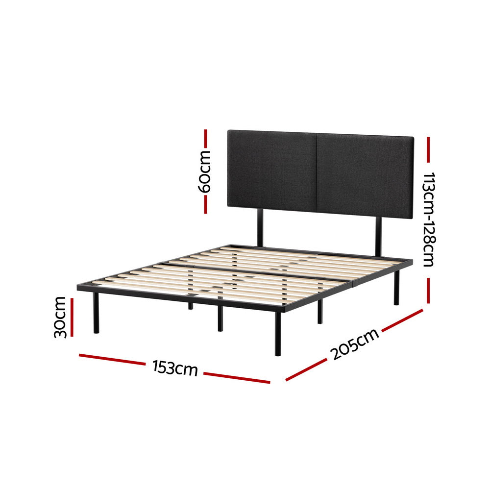 Norie Bed Frame Metal Frame - Black Queen