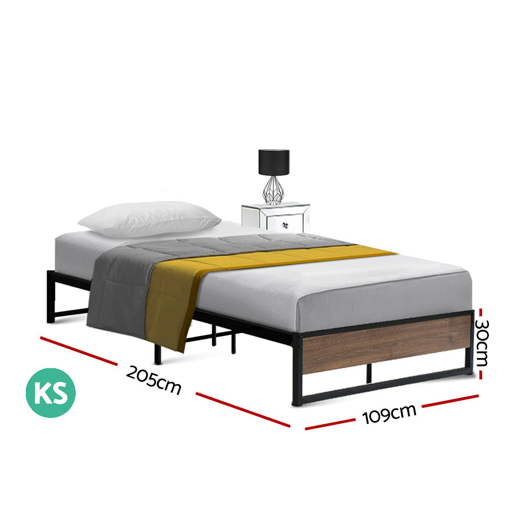 Scott Metal Bed Frame Base Foundation - Black King Single