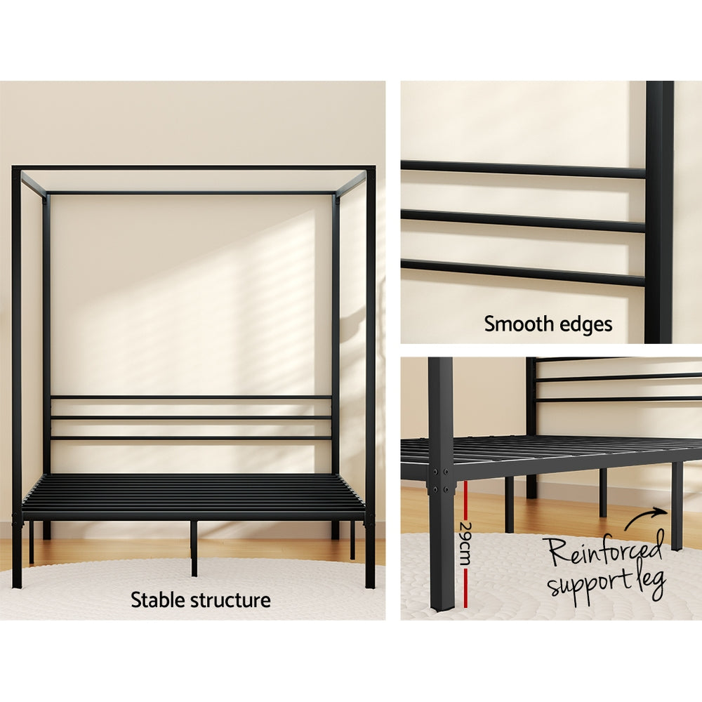 Taylor Metal 4-Poster Bed Frame - Black Double