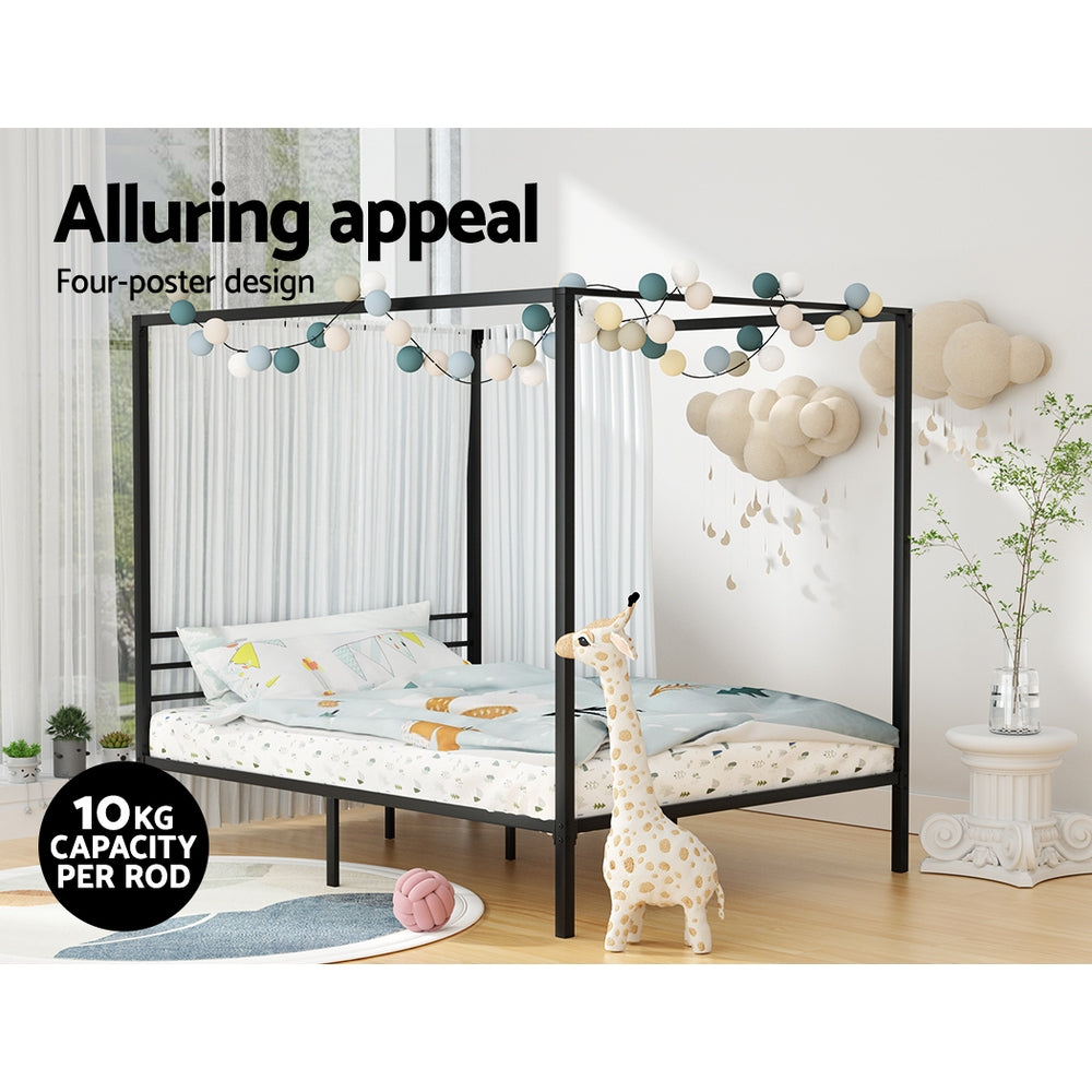 Taylor Metal 4-Poster Bed Frame - Black Double