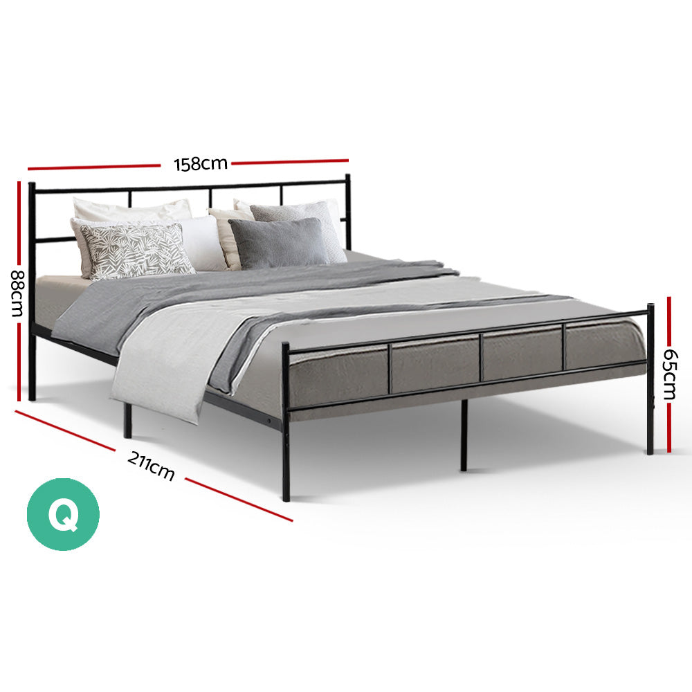 Luanda Metal Bed Frame Platform Foundation Base - Black Queen