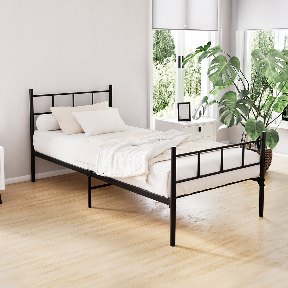 Luanda Metal Bed Frame Platform Foundation Base - Black Single