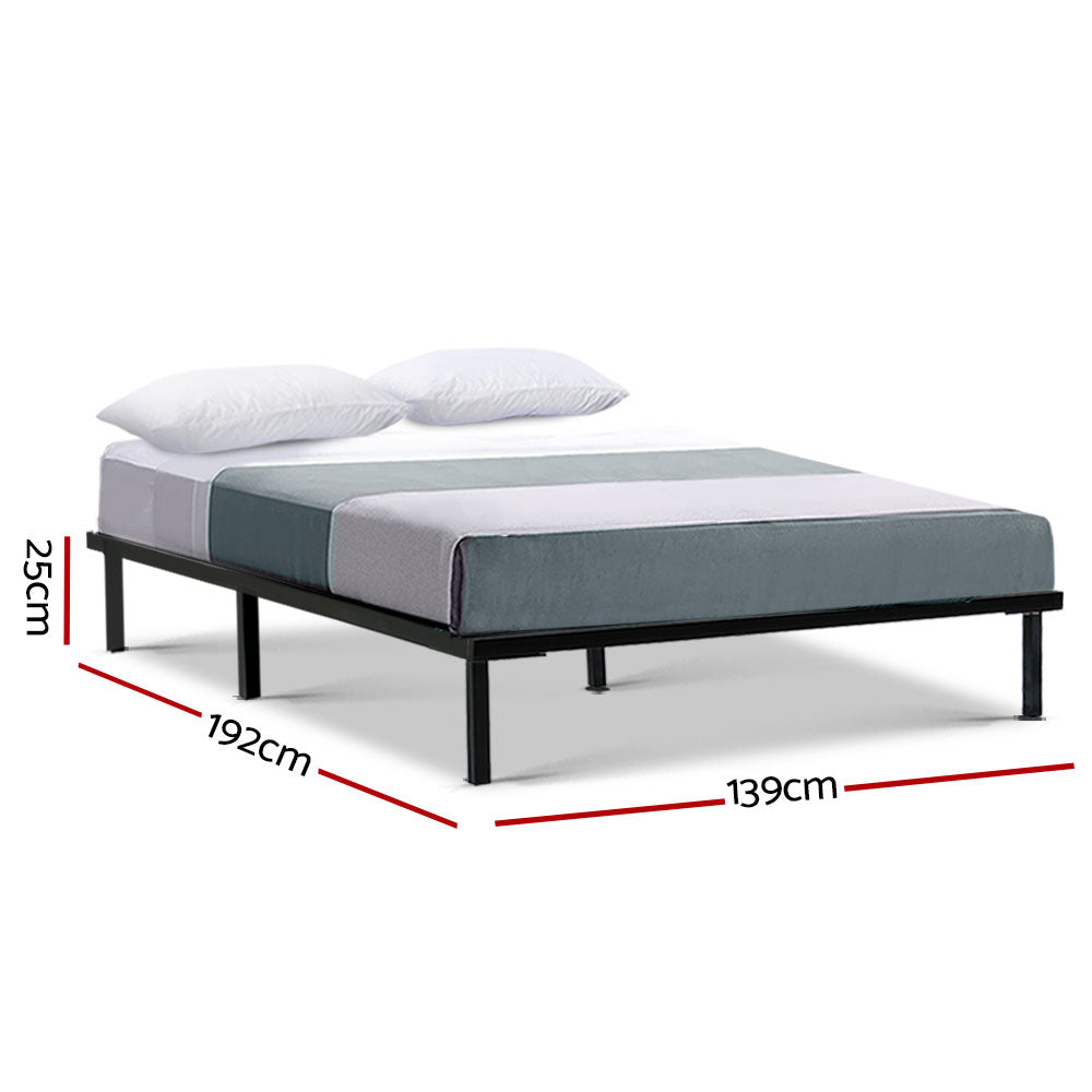 Dane Metal Bed Frame Base Platform - Black Double