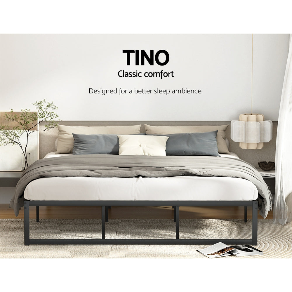 Chloe Bed Frame Metal Platform Bed Base Mattress - Black King