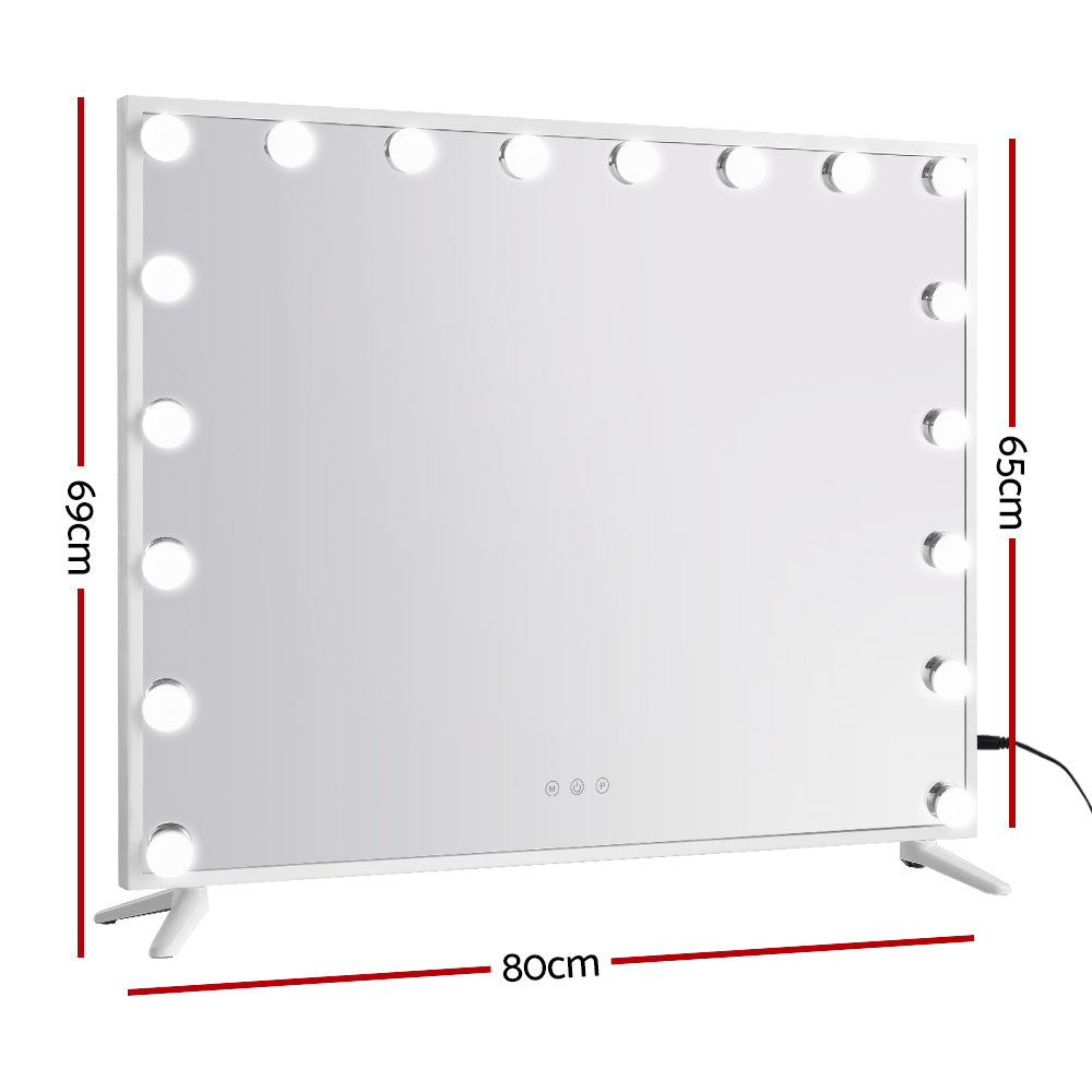 80x65cm Makeup Mirror Hollywood Vanity with LED - Light White