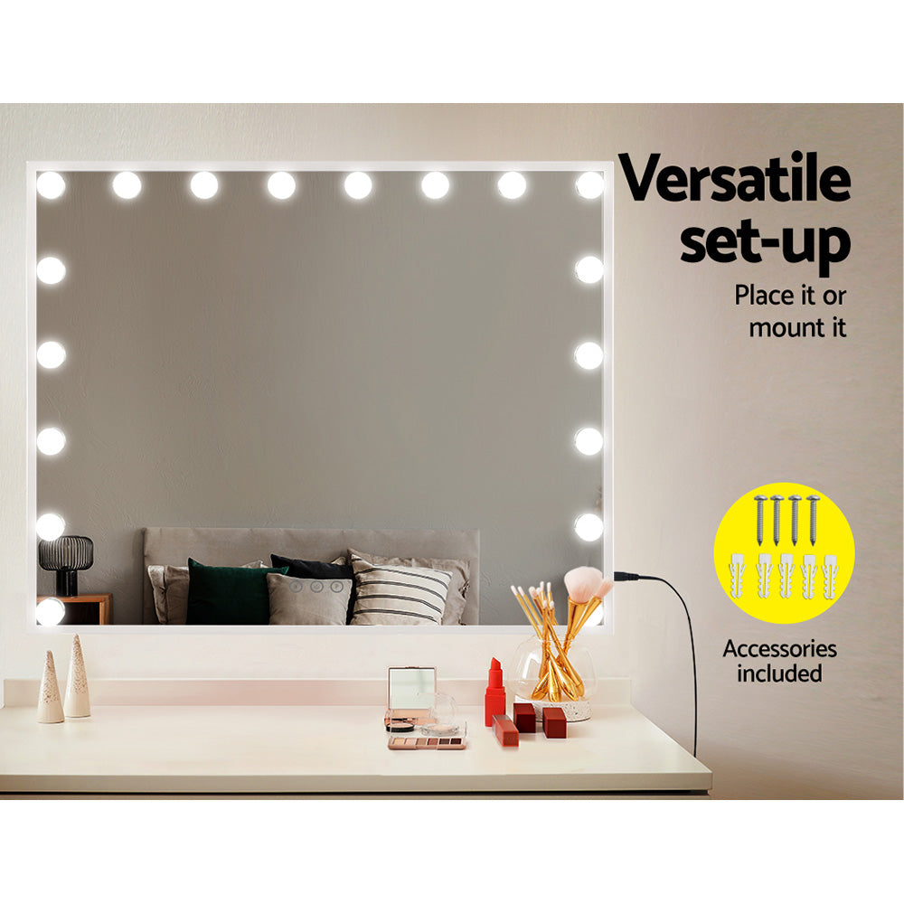 80x65cm Makeup Mirror Hollywood Vanity with LED - Light White