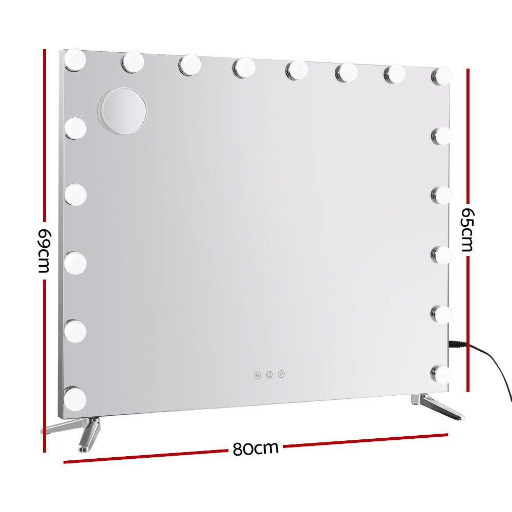 80x65cm Makeup Mirror Hollywood Vanity with LED - Light Silver