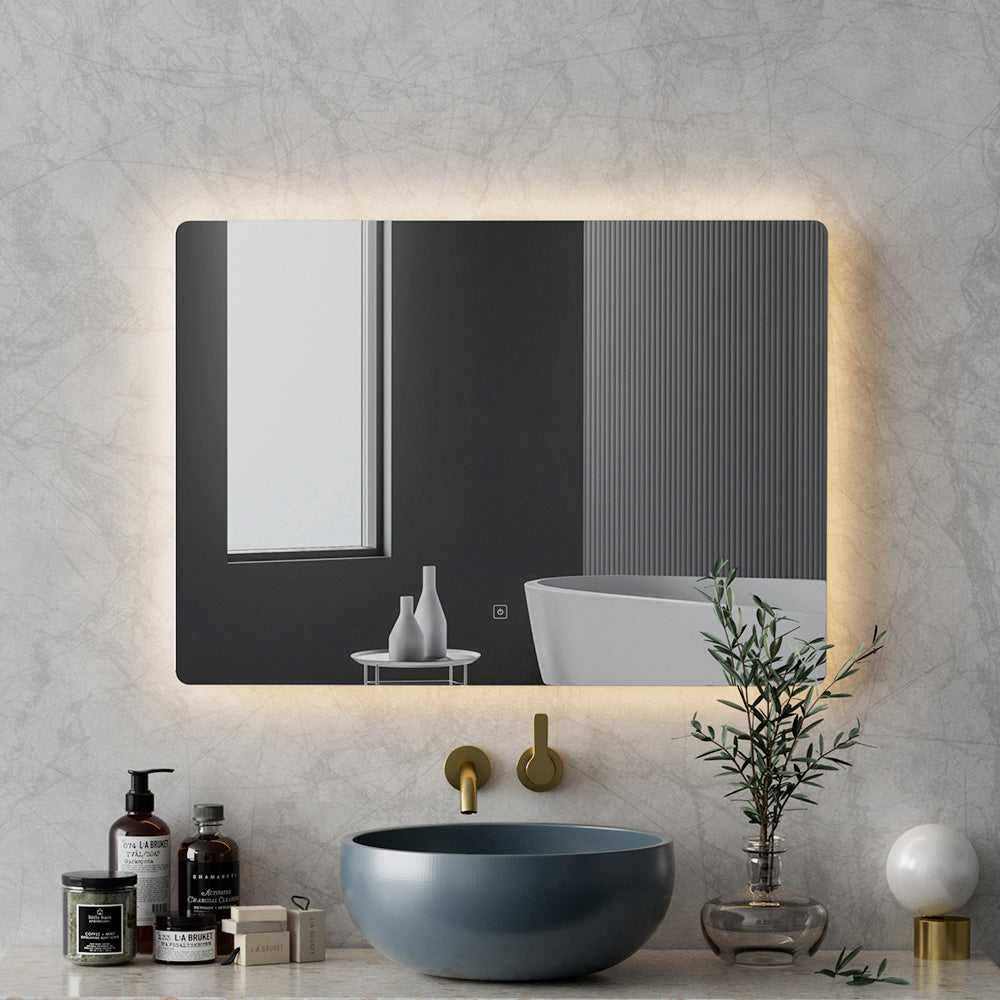 Wall Mirror 70X50cm with LED Light Bathroom Home Decor Round Rectangle