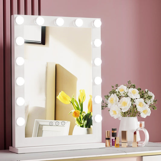 Hollywood Makeup Mirror With Light 15 LED Bulbs Vanity Lighted Stand