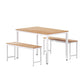 Dining Table and Chairs Set 3PCS Metal Desk Bench Sets Kitchen Furniture