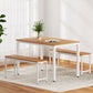 Dining Table and Chairs Set 3PCS Metal Desk Bench Sets Kitchen Furniture