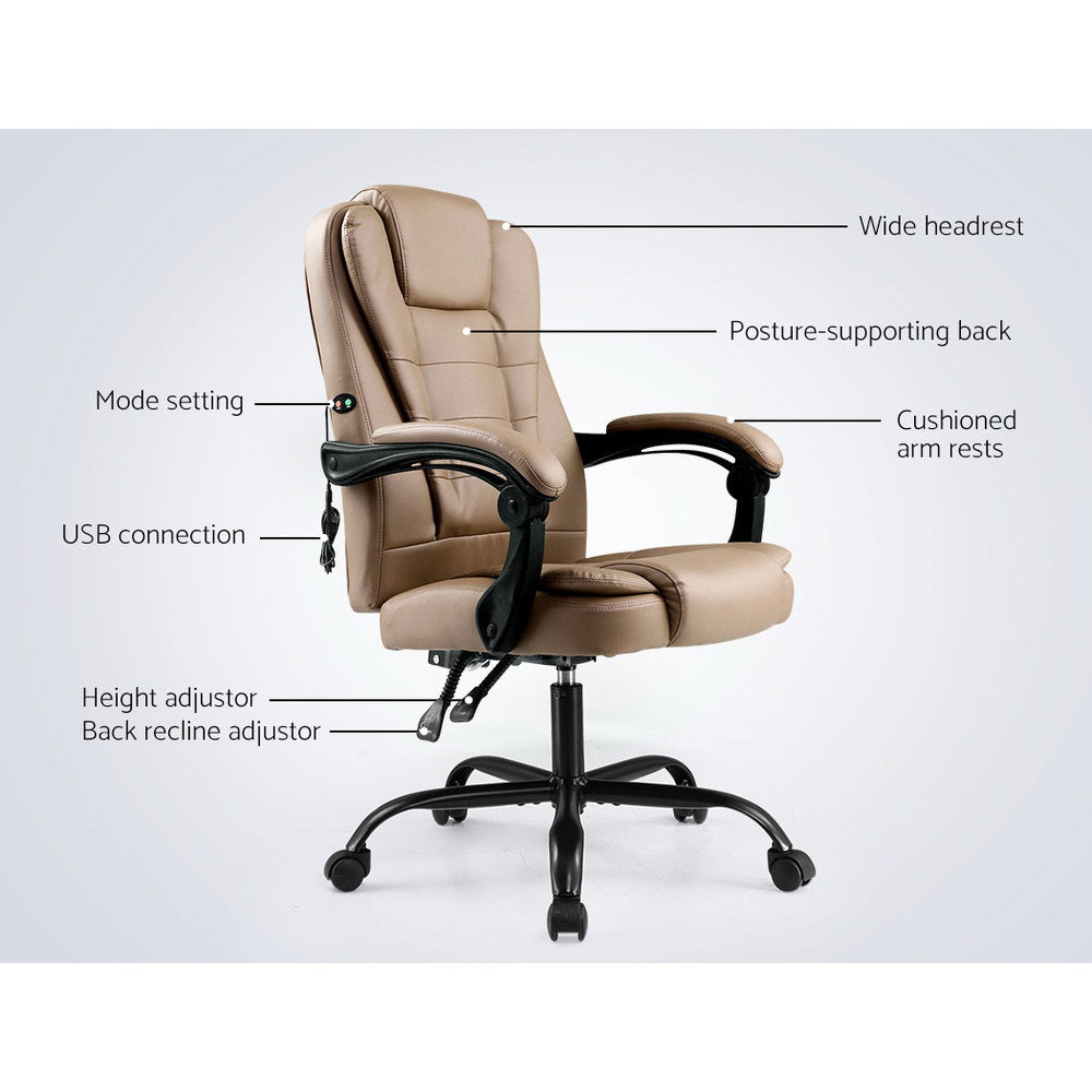 Thrym Massage Office Chair PU Leather Recliner Computer Gaming Chairs - Espresso