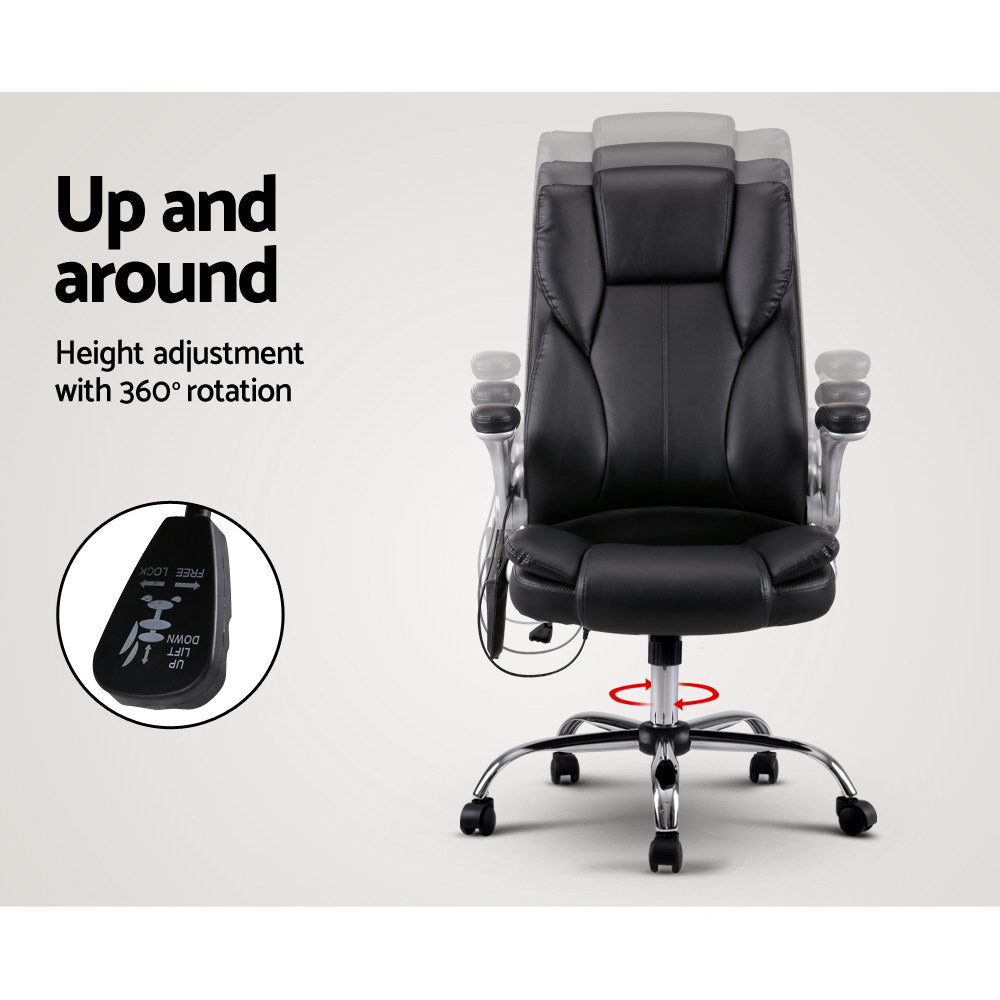 Artiss 8 Point Massage Office Chair Pu Leather Black