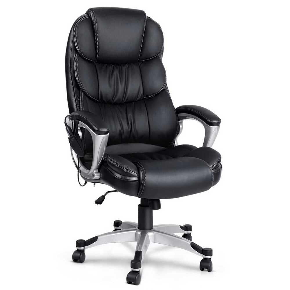 Artiss 8 Point Massage Office Chair Heated Seat Pu Black