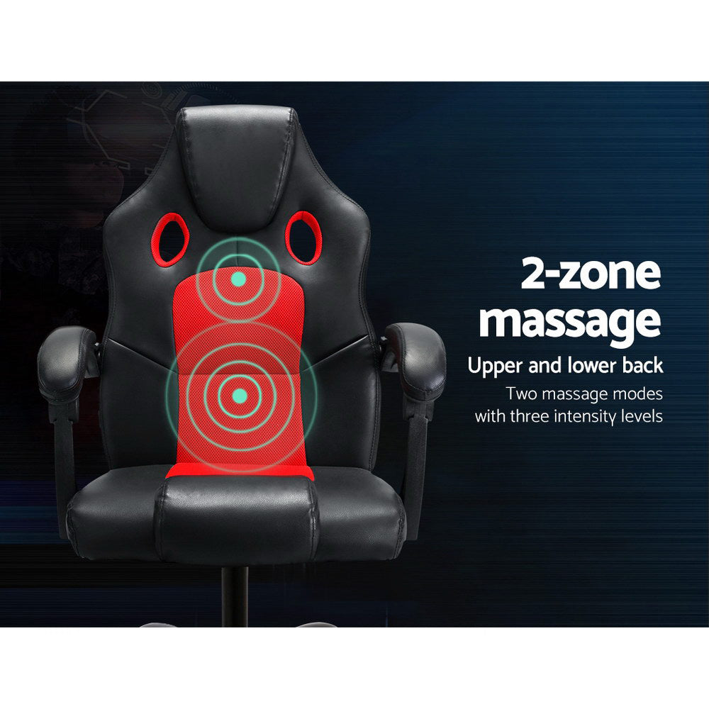 Artiss 2 Point Massage Gaming Office Chair Pu Leather Red