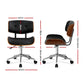 Artiss Wooden Office Chair Pu Seat Black Brown