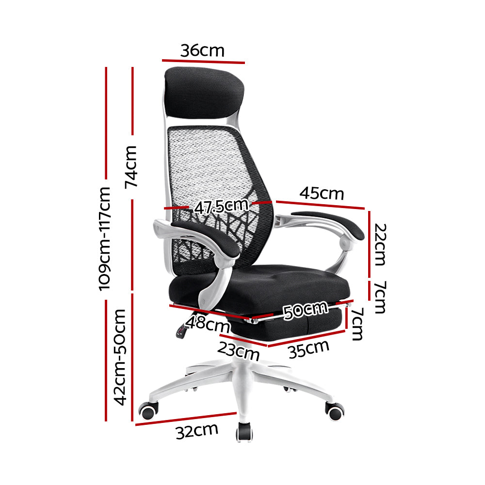 Artiss Mesh Office Chair Recliner Black White