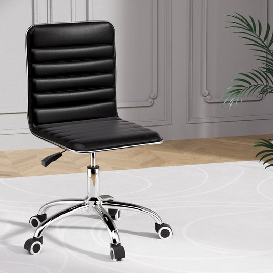 Artiss Office Chair Conference Chairs Pu Leather Low Back Black