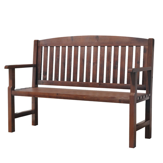 Emeric Outdoor Garden Bench Seat Wooden Chair Patio Furniture Timber Lounge - Brown