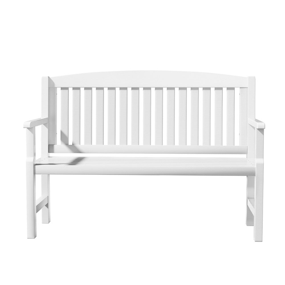 Emeric Outdoor Garden Bench Seat Wooden Chair Patio Furniture Timber Lounge - White