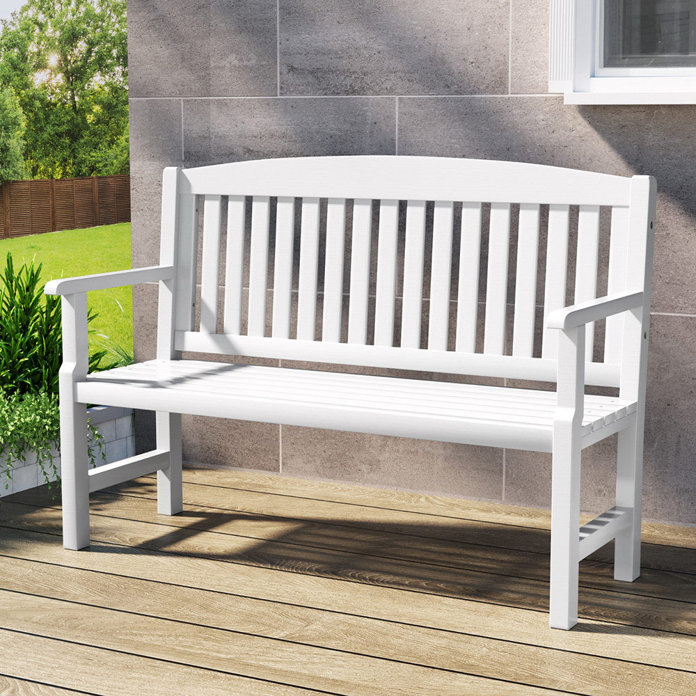 Emeric Outdoor Garden Bench Seat Wooden Chair Patio Furniture Timber Lounge - White