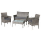 Giulia 4 Seater Wicker Setting Table Chair Furniture Set 4 Outdoor Bistro Set - Grey