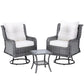 Cinzia 2-Seater Outdoor Furniture Wicker Swivel Chairs Table Cushion 3-Piece Bistro Set - Grey