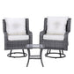 Cinzia 2-Seater Outdoor Furniture Wicker Swivel Chairs Table Cushion 3-Piece Bistro Set - Grey