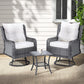 Cinzia 2-Seater Outdoor Furniture Wicker Swivel Chairs Table Cushion 3-Piece Bistro Set - Grey