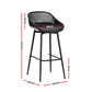 Fica Bar Stools Plastic Metal Dining Chair Patio Set of 2 - Black