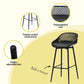 Fica Bar Stools Plastic Metal Dining Chair Patio Set of 2 - Black