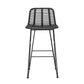 Myles Wicker Dining Rattan Chair 2-Piece Outdoor Bar Stools - Black