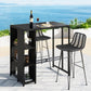 Larry Patio Furniture Dining Chairs Table and Chairs Wicker 3-Piece Outdoor Bar Set - Black