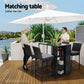 Ralph Wicker Dining Bistro Glass Desk Steel Patio Furniture Outdoor Bar Table - Black