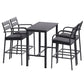 Dominic Patio Dining Chairs Aluminium Table Stools 5-Piece Outdoor Bar Set - Dark Grey