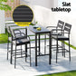 Dominic Patio Dining Chairs Aluminium Table Stools 5-Piece Outdoor Bar Set - Dark Grey