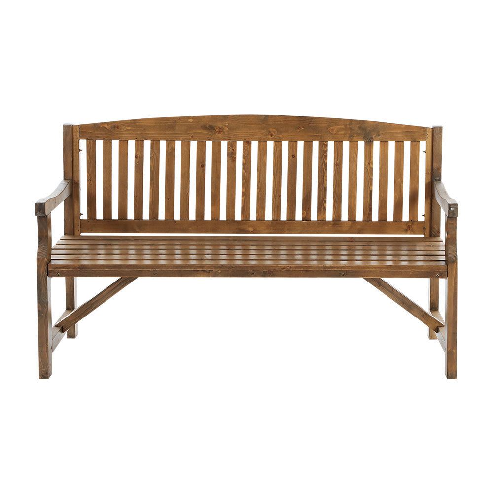 Solene Wooden Garden Bench Chair Natural Decor Patio Deck 3 Seater - Natural