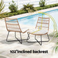 Mavies 2-Seater Wicker Table & Chairs Patio Furniture 3-Piece Bistro Set - Brown