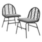 Ranie Lounge Wicker Patio Furniture Set of 2 Outdoor Dining Chairs - Black